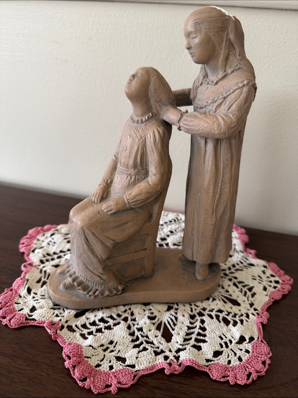Vintage 1983 Austin Productions Sisters Brushing Hair Durastone Sculpture